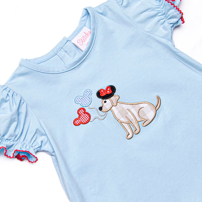 Happiest Pup on Earth Applique Dress, Blue
