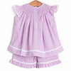 Daisies Go By Smocked Ruffle Short Set, Lavender