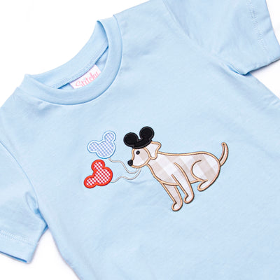Happiest Pup on Earth Applique Short Set, Blue