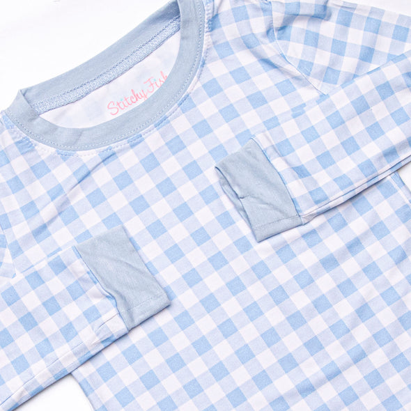 Chandler Check Bamboo Pajama Set, Blue