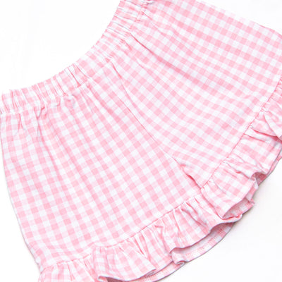 Magical Silhouette Embroidered Ruffle Short Set, Pink