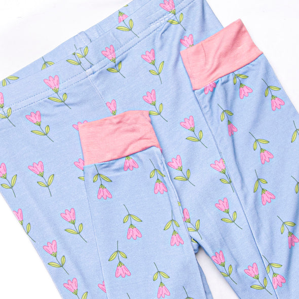 Tulip Blooms Bamboo Pajama Set, Blue