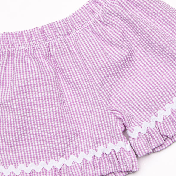 Daisies Go By Smocked Ruffle Short Set, Lavender