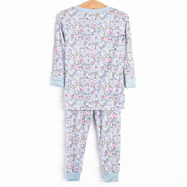 Petals in the Park Bamboo Pajama Set, Blue