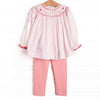 Galentine's Day Smocked Legging Set, Pink