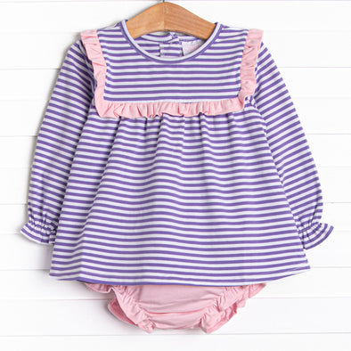 Bonnie Diaper Set, Purple Stripe