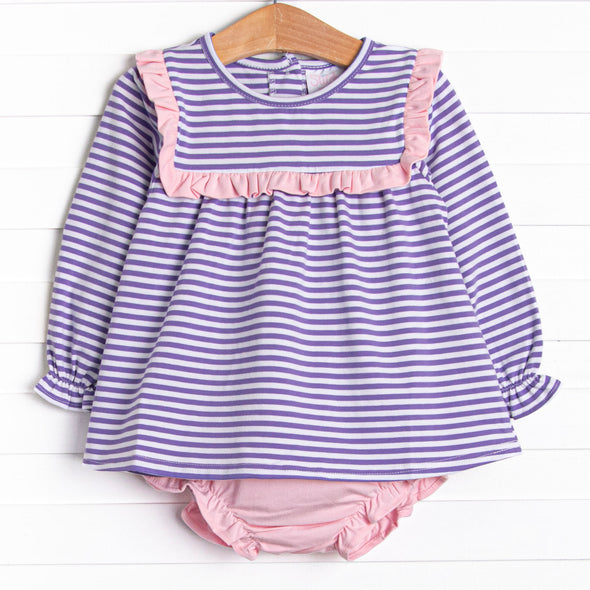 Bonnie Diaper Set, Purple Stripe