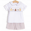 Noah's Ark Smocked Short Set, Tan