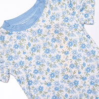 Blue Berry Blooms Bamboo Pajama Short Set, Blue