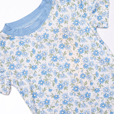 Blue Berry Blooms Bamboo Pajama Short Set, Blue