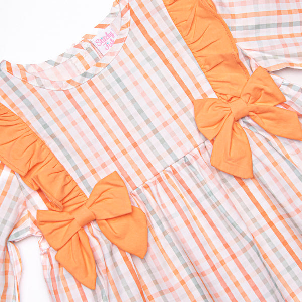 Patchwork Plaid Legging Set, Orange