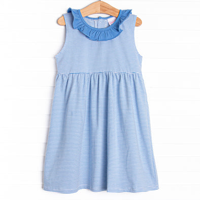 Hannah Dress, Medium Blue Stripe