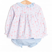 Park Avenue Poodles Ruffle Neck Diaper Set, Blue