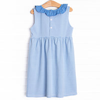 Hannah Dress, Medium Blue Stripe