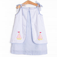 Sight to Sea Applique Dress, Blue