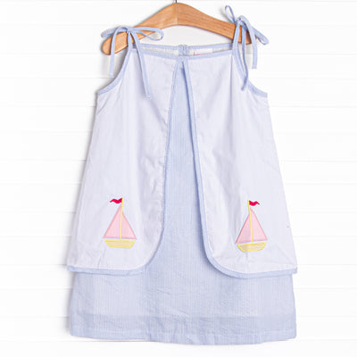 Sight to Sea Applique Dress, Blue