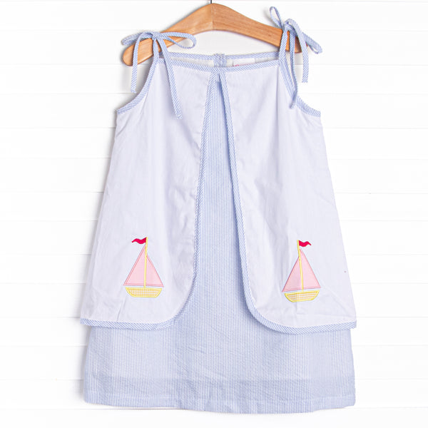 Sight to Sea Applique Dress, Blue