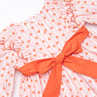 Heart String Stripes Dress, Red