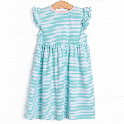Everly Dress, Pink and Mint Stripe