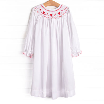 My Girl Garland Smocked Bishop Dress, White