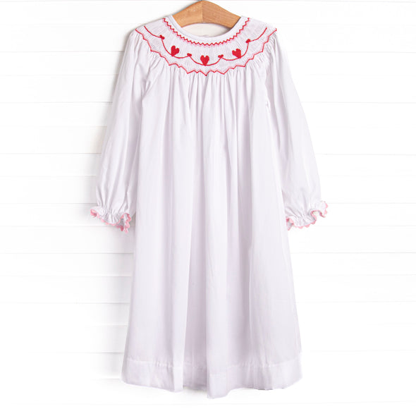 My Girl Garland Smocked Bishop Dress, White