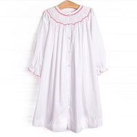 My Girl Garland Smocked Bishop Dress, White