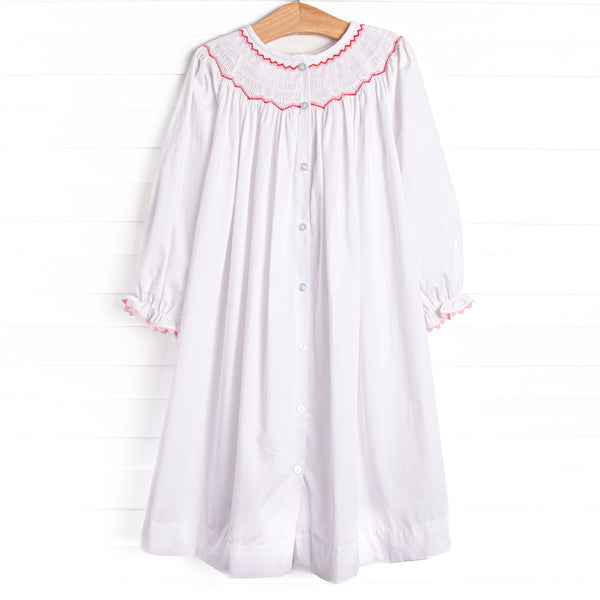 My Girl Garland Smocked Bishop Dress, White