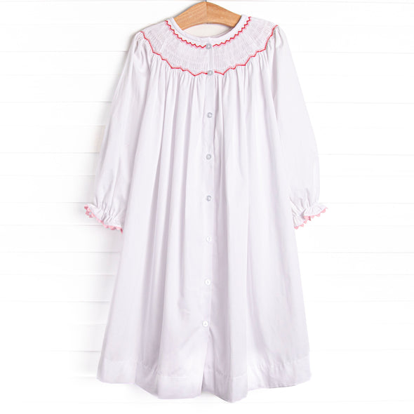 My Girl Garland Smocked Bishop Dress, White