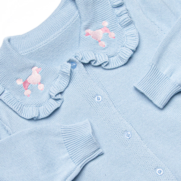 Park Avenue Poodle Embroidered Cardigan, Blue