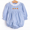 Petite Pumpkins Embroidered Bubble, Blue