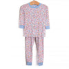 Sunset Florals Bamboo Pajama Set, Blue
