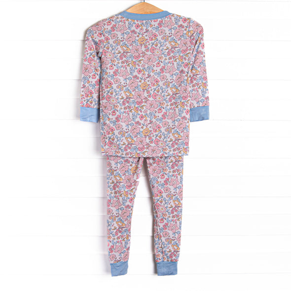 Sunset Florals Bamboo Pajama Set, Blue