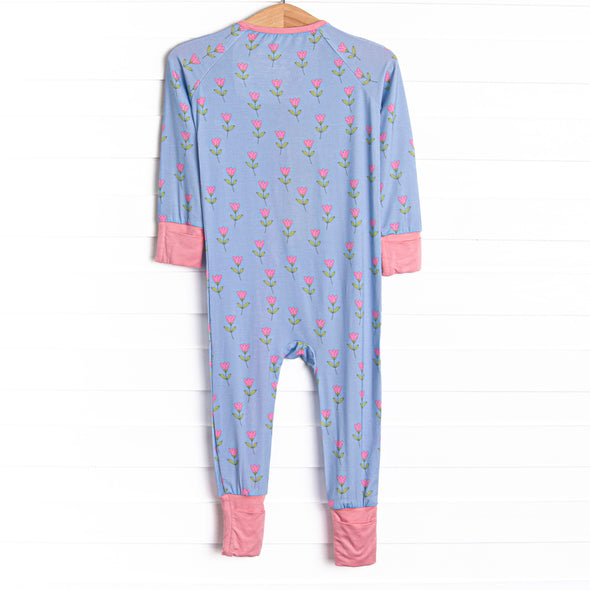 Tulip Blooms Bamboo Zippy Pajama, Blue