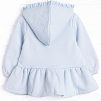 Just Bloomed Applique Zip-Up Ruffle Jacket, Blue