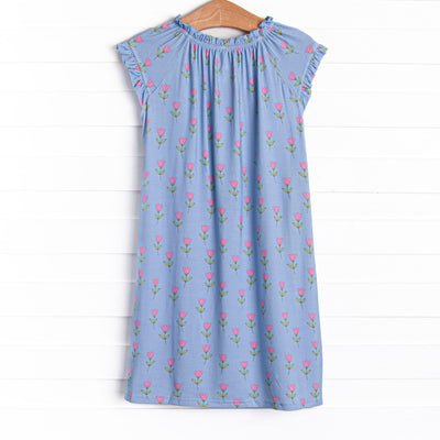 Tulip Blooms Bamboo Night Gown, Blue
