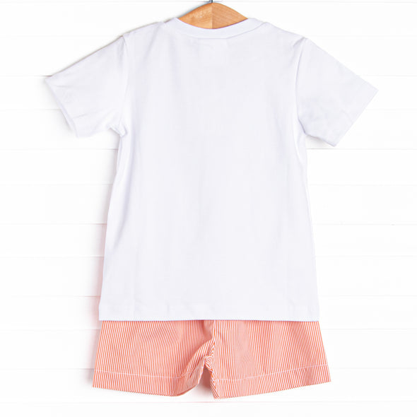 Off the Hook Smocked Short Set, Orange