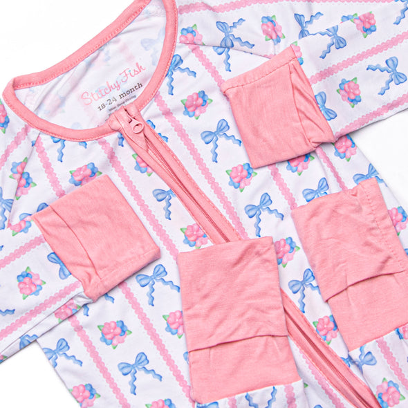 Rose of Bows Bamboo Zippy Pajama, Pink