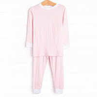 Petite Pink Polka Dots Bamboo Pajama Set, Pink