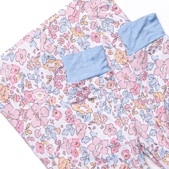 Sunset Florals Bamboo Pajama Set, Blue