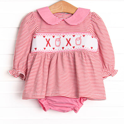 Yours Truly Collared Smocked Diaper Set, Red