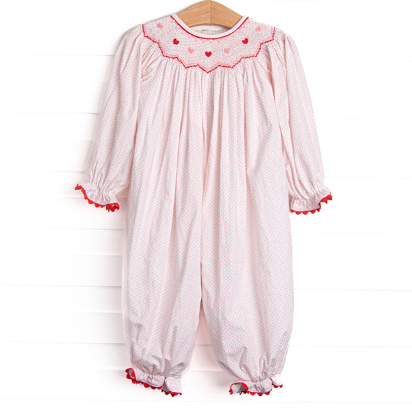 Galentine's Day Smocked Romper, Pink