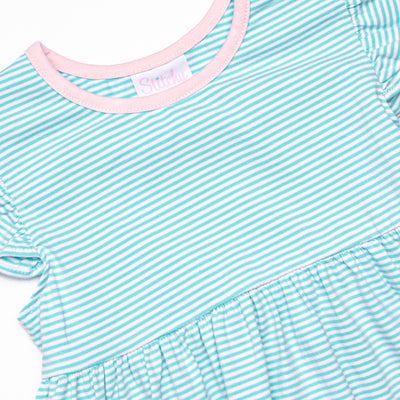 Everly Dress, Pink and Mint Stripe
