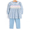 Growing Fonder Smocked Legging Set, Blue