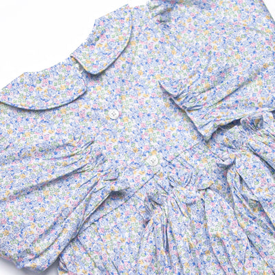 Prim Petals Smocked Romper, Blue