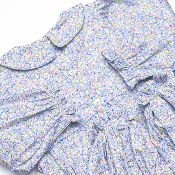 Prim Petals Smocked Romper, Blue