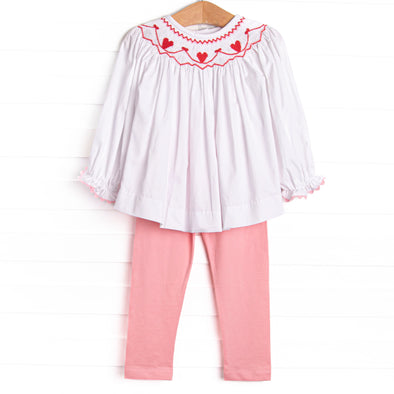 My Girl Garland Smocked Legging Set, Pink