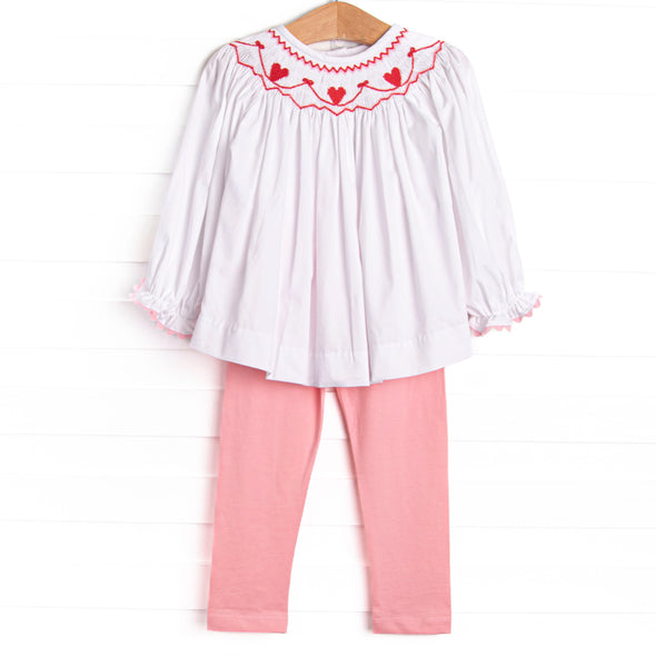 My Girl Garland Smocked Legging Set, Pink