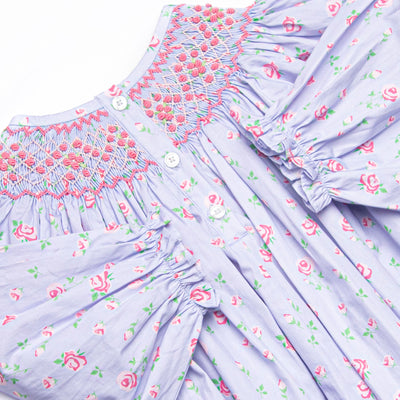 Rebecca Rosebud Smocked Bishop Dress, Blue