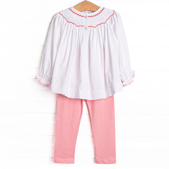 My Girl Garland Smocked Legging Set, Pink
