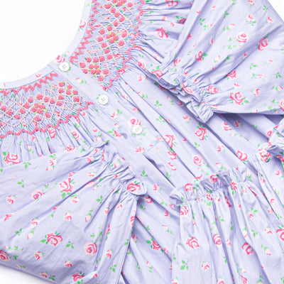 Rebecca Rosebud Smocked Romper, Blue